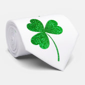 St. Patrick's Day Groene Nep Glitter Klaver Stropdas (Opgerold)
