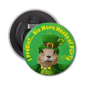 St. Patrick's Day Groundhog Party Animal Button Flesopener (Voorkant)