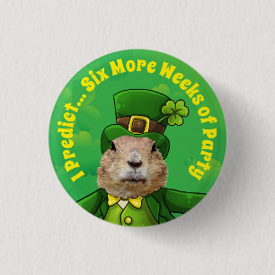 St. Patrick's Day Groundhog Party Animal Ronde Button 3,2 Cm