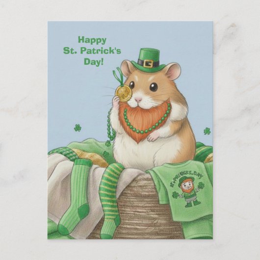 St. Patrick's Day Hamster Postcard Briefkaart (Voorkant)