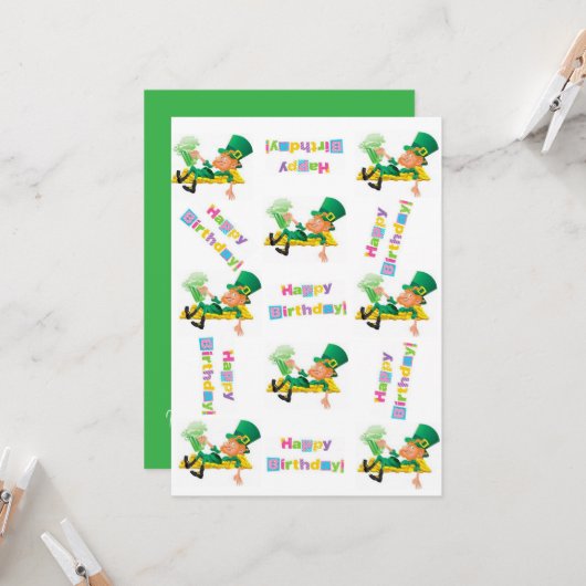 St. Patrick's Day Happy Birthday Uitnodiging (Voorkant / Achterkant in situ)