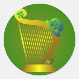 St. Patrick's Day Harp Shamrock Sticker
