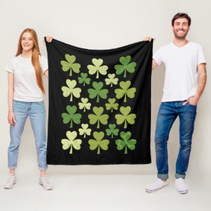 St Patrick's Day Hart Lucky Clover Shamrock Fleece Deken