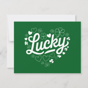 St Patrick's Day Hart Lucky Clover Shamrock  Kaart