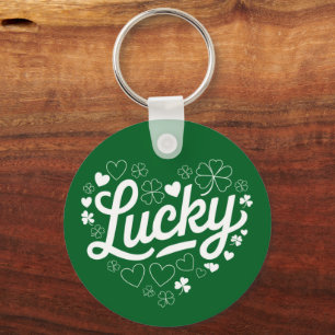 St Patrick's Day Hart Lucky Clover Shamrock  Sleutelhanger