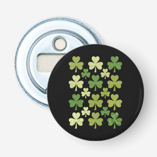 St. Patrick's Day Hartje Lucky Clover Klaverblad Button Flesopener