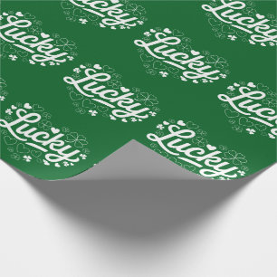 St. Patrick's Day Hartje Lucky Clover Shamrock  Cadeaupapier