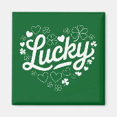 St. Patrick's Day Hartje Lucky Clover Shamrock  Magneet (Voorkant)