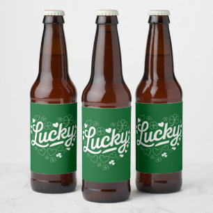 St Patrick's Day Heart Lucky Clover Shamrock Bier Etiket