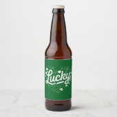 St Patrick's Day Heart Lucky Clover Shamrock Bier Etiket (Voorkant)