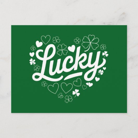 St Patrick's Day Heart Lucky Clover Shamrock Briefkaart (Voorkant)