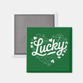 St Patrick's Day Heart Lucky Clover Shamrock Magneet (Voorkant / Achterkant)