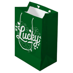 St Patrick's Day Heart Lucky Clover Shamrock Medium Cadeauzakje