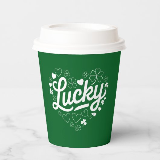 St Patrick's Day Heart Lucky Clover Shamrock Papieren Bekers (Voorkant)