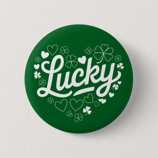 St Patrick's Day Heart Lucky Clover Shamrock Ronde Button 5,7 Cm (Voorkant)