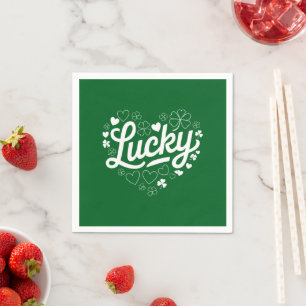 St Patrick's Day Heart Lucky Clover Shamrock Servet