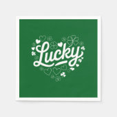 St Patrick's Day Heart Lucky Clover Shamrock Servet (Voorkant)