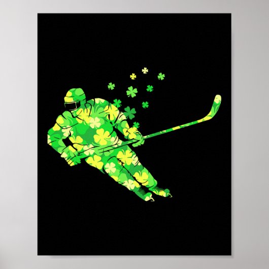 St Patricks Day Hockey Shamrock  Stick Sain Poster (Voorkant)