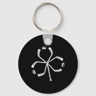 St Patricks Day Hockey Shamrock Stick Sain Sleutelhanger