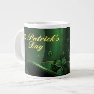 St. Patrick's Day-hoed en shamrock-ontwerp Extra Grote Beker