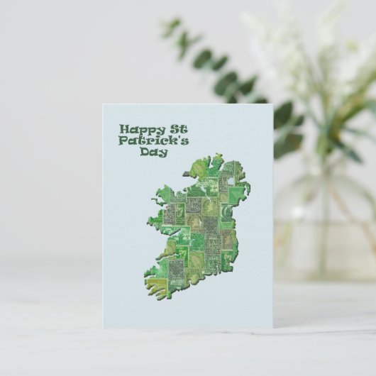 St Patrick's Day Ierland in postzegels kaart (Staand voorkant)