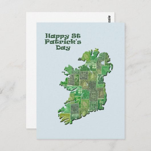 St Patrick's Day Ierland in postzegels kaart (Voorkant / Achterkant)