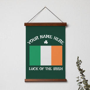 St. Patrick's Day Ierland Vlag Aangepaste Naam Sha Hangend Wandkleed