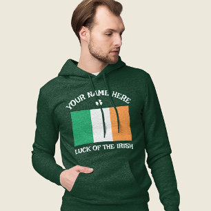 St. Patrick's Day Ierland Vlag Aangepaste Naam Sha Hoodie