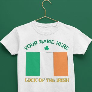 St. Patrick's Day Ierland Vlag Aangepaste Naam Sha Kinder Shirts