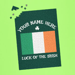 St. Patrick's Day Ierland Vlag Aangepaste Naam Sha Legpuzzel