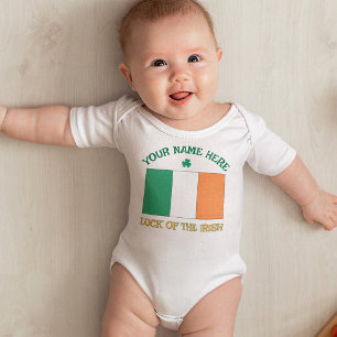 St. Patrick's Day Ierland Vlag Aangepaste Naam Sha Romper