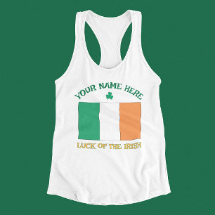 St. Patrick's Day Ierland Vlag Aangepaste Naam Sha Tanktop