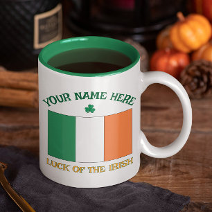 St. Patrick's Day Ierland Vlag Aangepaste Naam Sha Tweekleurige Koffiemok
