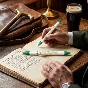 St. Patrick's Day Ierland Vlag Aangepaste Naam Sha Zwarte Inkt Pen