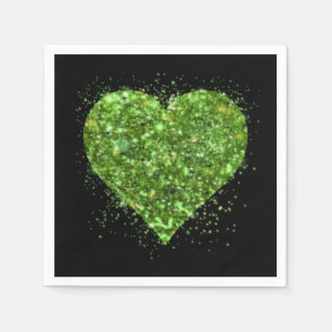 St. Patrick's day, Iers groen glitterend hart Servet