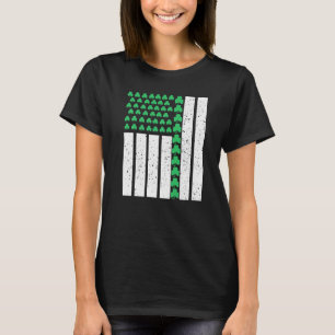 St Patricks Day Ierse Amerikaanse vlag Shamrock Pr T-shirt