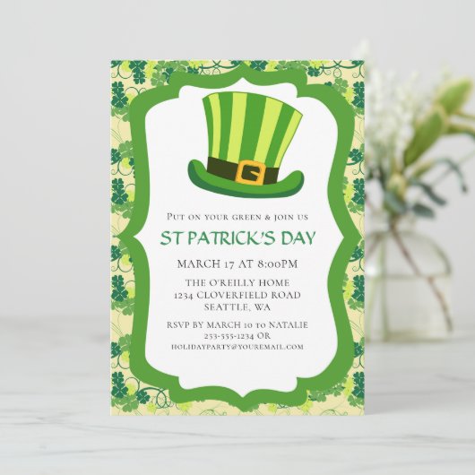 St Patricks Day Ierse feestuitnodiging Kaart (Staand voorkant)