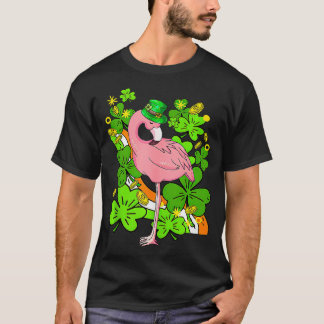 St Patricks Day Ierse Flamingo Shamrock Saint Patt T-shirt