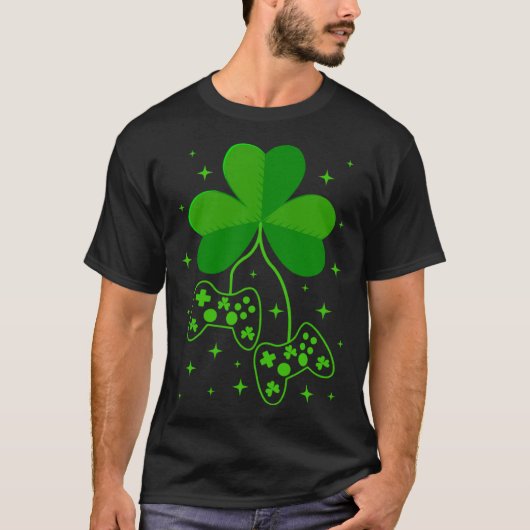 St Patricks Day Ierse Gamer Shamrock Video Game Co T-shirt (Voorkant)