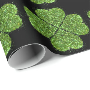 St. Patrick's day, Ierse groene glitterklaver Cadeaupapier