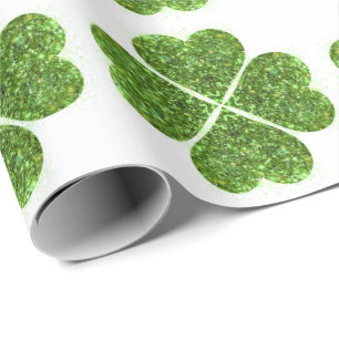 St. Patrick's day, Ierse groene glitterklaver Cadeaupapier