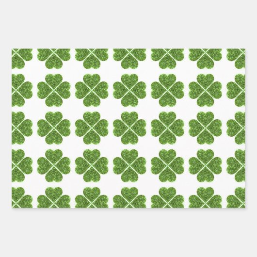 St. Patrick's day, Ierse groene glitterklaver Inpakpapier Vel (Voorkant)