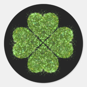 St. Patrick's day, Ierse groene glitterklaver Ronde Sticker