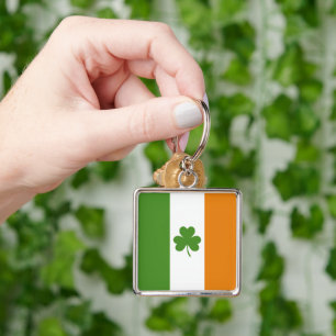 St Patrick's Day Ierse vlag met Shamrock klaver Sleutelhanger