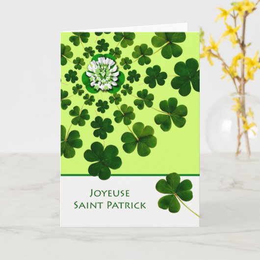 St. Patrick's Day in het Frans met Shamrocks Kaart (Gele Bloem)