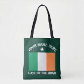 St Patrick's Day Ireland Flag Custom Name Shamrock Draagtas (Voorkant)