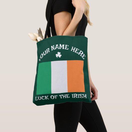 St Patrick's Day Ireland Flag Custom Name Shamrock Draagtas (Dichtbij)