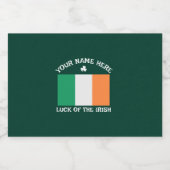 St Patrick's Day Ireland Flag Custom Name Shamrock Likeurfles Etiket (Enkel label)