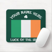 St Patrick's Day Ireland Flag Custom Name Shamrock Muismat (Met muis)