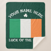 St Patrick's Day Ireland Flag Custom Name Shamrock Sherpa Deken (Voorkant)